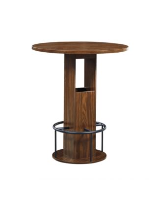 3-Piece Bar Table Set with 31.5-Inch Round Table and 2 Stools with Metal Footrest Ring