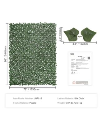 Ivy Privacy Fence, 96 x 72 in, Artificial Green Wall, Faux Hedges for Garden and Patio