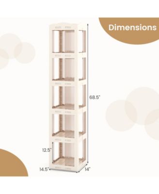 Five Tier Foldable Rotating Bookshelf with 360 Degree Swivel Base