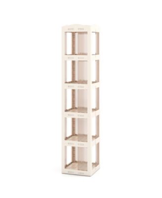 Five Tier Foldable Rotating Bookshelf with 360 Degree Swivel Base