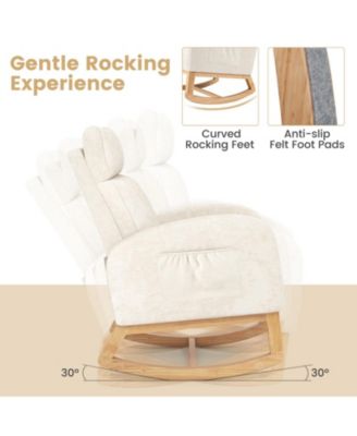 Upholstered Chenille Rocker Armchair with Rubber Wood Frame