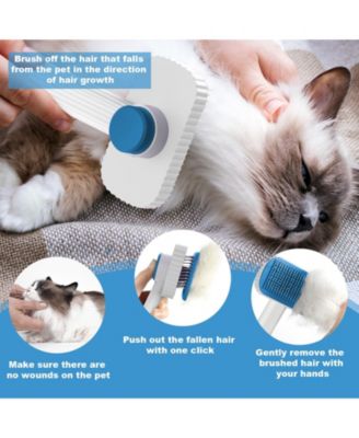 Cat Brush for Long Short Haired Cats Remove Loose Mats Rounded Pins Skin Friendly Easy Clean Grooming Tool