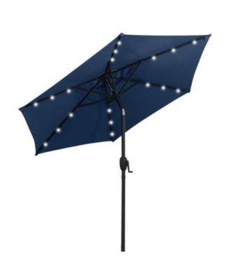 7.5 ft Solar Powered Patio Umbrella with LED Lights and Crank