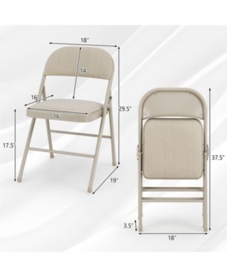 Foldable Padded Chair Set of 6 with Fabric Backrest and Metal Frame