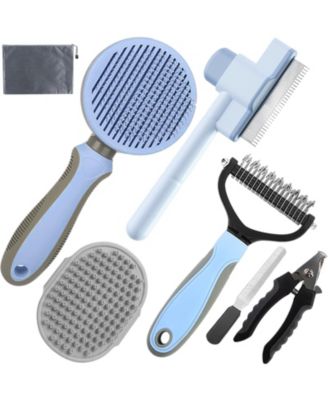 Aronkl Dog Grooming Kit 7-Piece Deshedding Undercoat Rake Slicker Dematting Comb Clipper Bath Brush for Dogs Cats - Blue 46$