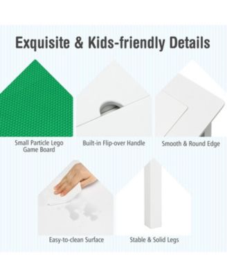 2-in-1 Kids Double-sided Activity Building Block Table with Drawers