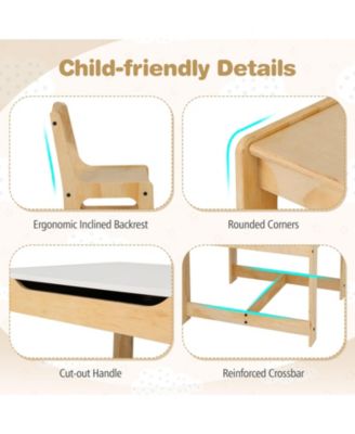 3 in 1 Kids Table and Chair Set with Removable Tabletop and 2 Storage Drawers