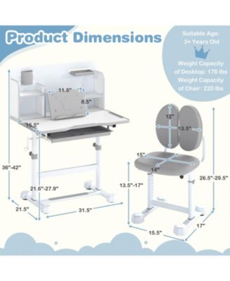 Kid's Study Desk and with Tilt Desktop and Pen Holder