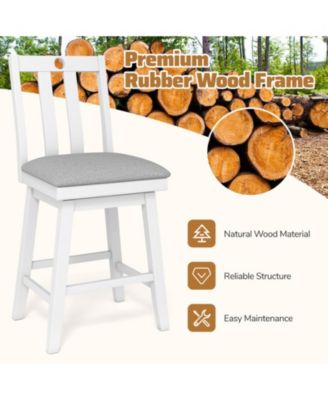 25 in Swivel Counter Height Bar Stools Set of 2 with Rubberwood Frame