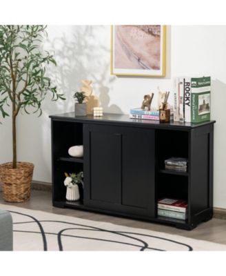 Kitchen Storage Cabinet with Sliding Door and Shelves