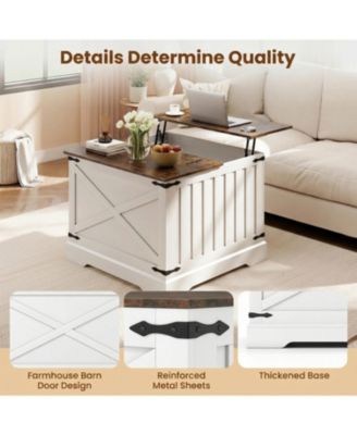 Lift Top Coffee Table Farmhouse Hidden Storage Compartment