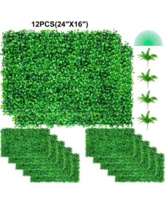 Boxwood Hedge Wall Panels Set of 12, 24" x 16", UV Protected for Garden