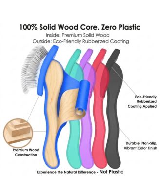 Dog Slicker Brush Grooming Kit Long Hair Detangles Mats Shedding Wooden Handle Combs