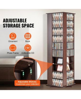 Media Storage Cabinet, Rotating Tower, Holds 1040 CDs, Espresso Finish