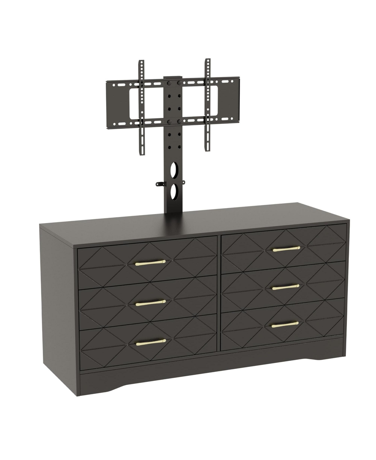 gaomon 6 Drawer Tv Stand Dresser for 32-80 Inch TVs, Wood Entertainment Center with Adjustable Mount. - Black