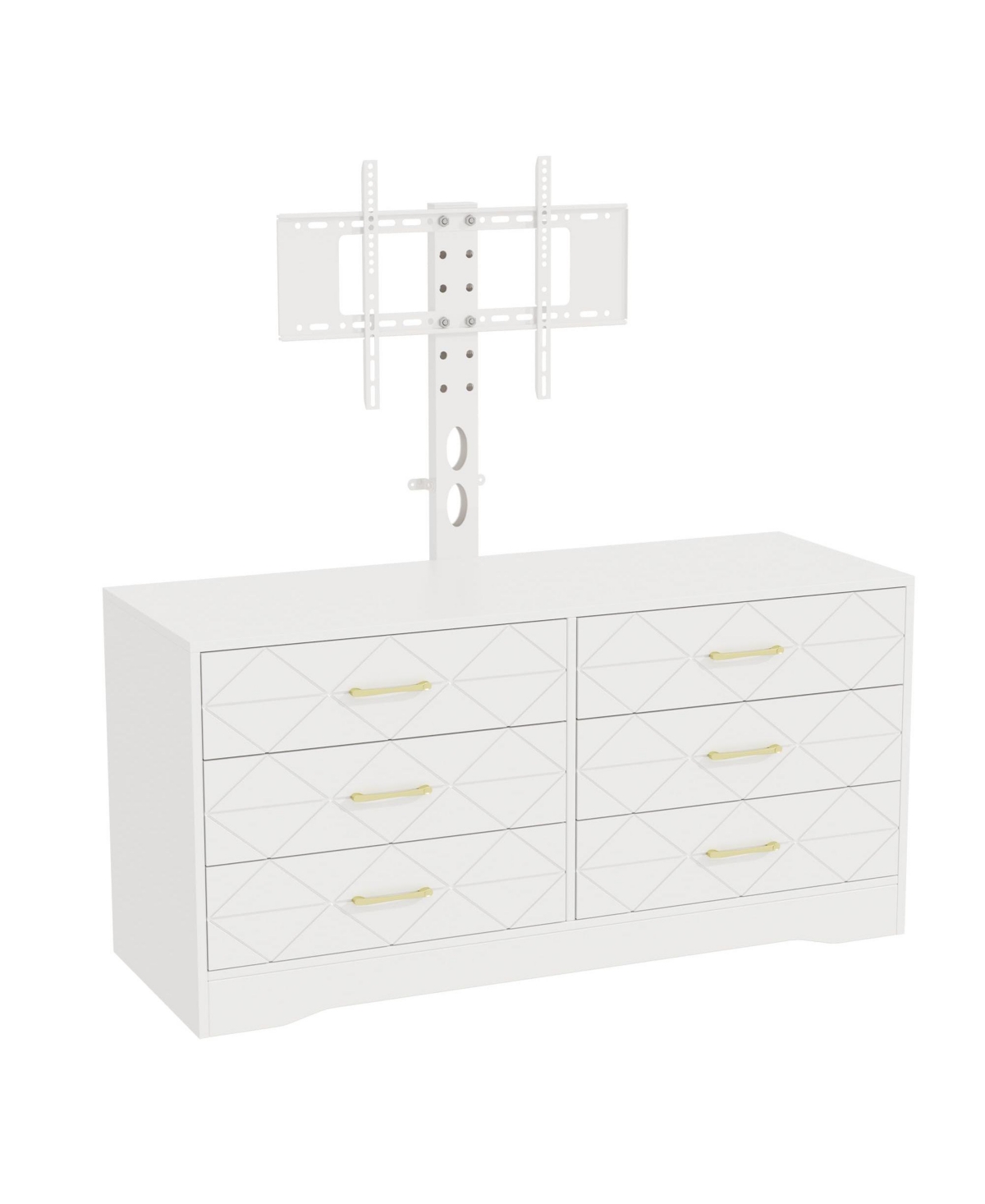 gaomon 6 Drawer Tv Stand Dresser for 32-80 Inch TVs, Wood Entertainment Center with Adjustable Mount. - White
