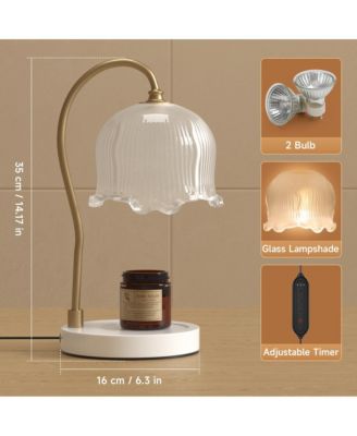 Dimmable Candle Warmer Lamp with Timer and 2 Bulbs for Home Decor