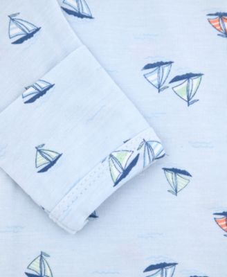 Baby Boys' Sail Boat Round Neck Gown and Hat, 2-Piece Set