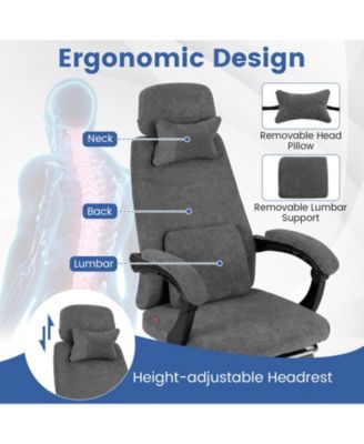 Chenille Reclining Office Chair Upholstered Desk Chair