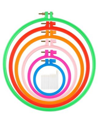 Burlywood Embroidery Hoops Plastic Round Cross Stitch Craft Sewing Frames 6 Sizes 3.6-10.7 Inch 16pcs