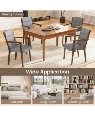 High-Back Wooden Accent Chairs Set of 2 with Padded Cushions