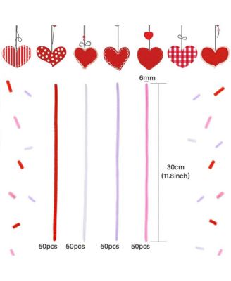 200PCS Pipe Cleaners Craft Decorations Valentine's Day Creative Arts Supplies
