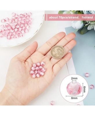 70pcs 68mm Rose Lampwork Beads Foil Glass Flower Handmade Round Loose Rosary Craft Hole