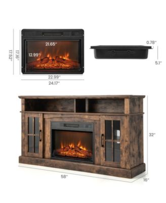 Electric Fireplace Entertainment Center with Adjustable Shelves for 65 in TVs