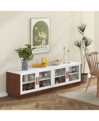 70 in TV Stand with 4 Tempered Glass Doors for TVs up to 75