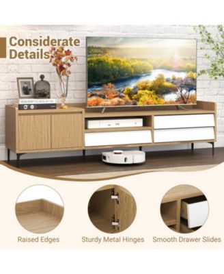 71 in Mid-Century Entertainment Center with Drawers and Storage Cabinet