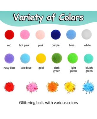 900 Pom Poms Bulk Arts Crafts Soft Fluffy Assorted Sizes Decorations