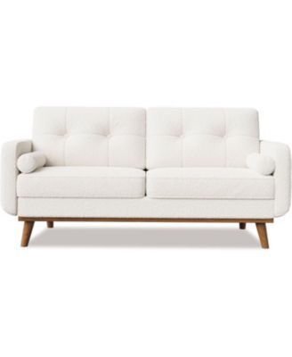 Mid Century Loveseat Comfy Modern Couch Two Seat Teddy Fleece Boucle Upholstered Deep Seat Bedroom Office