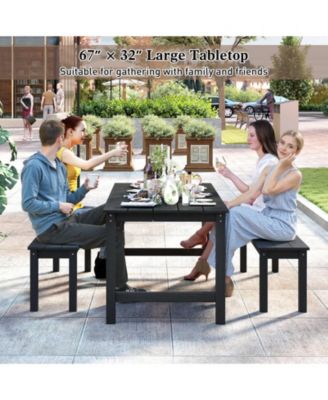 HDPE Outdoor Dining Table for 6 with Umbrella Hole
