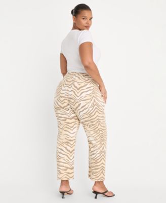 Women's Good Vintage-Inspired Straight Tiger Print Jeans