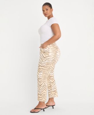 Women's Good Vintage-Inspired Straight Tiger Print Jeans