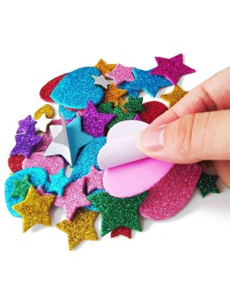260pcs Glitter Foam Stickers Self Adhesive Stars Hearts Kids Arts Craft Supplies Greeting Cards Home Decoration