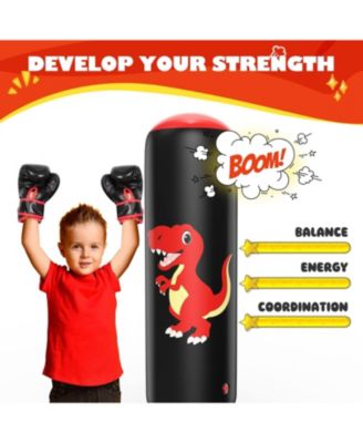 Inflatable Punching Bag, 48 Inch Stable Inflatable Boxing Bag for 3-6 Kids,Dinosaur Toy and Gifts for Boys and Girls, Kids Boxing Set
