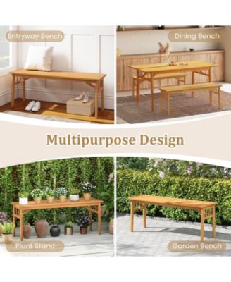 2-Pack Acacia Wood Patio Seating Bench 48-Inch