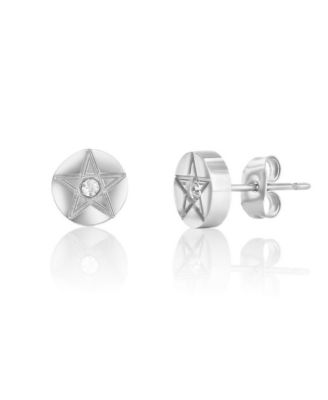 Stainless Steel,  Round Star CZ Studs