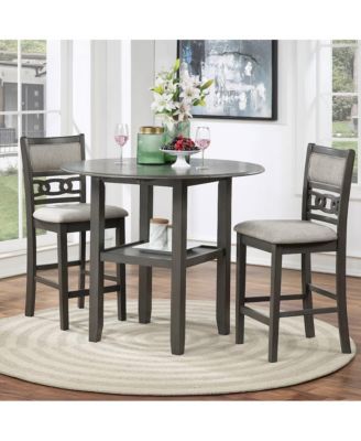 Gia 3-Piece 42" Wood Counter Drop Leaf Table Set