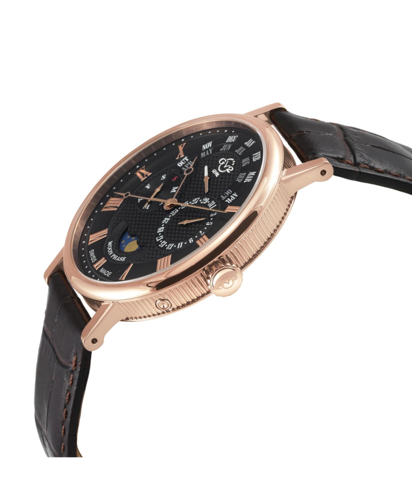 Мужские часы GV2 by Gevril Maestro Swiss Quartz Italian Leather Strap Watch — фото 3