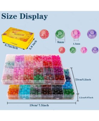 1300pcs Glass Beads Bracelet Making Kit Crystal Round Starter Gifts 8mm 48 Colors