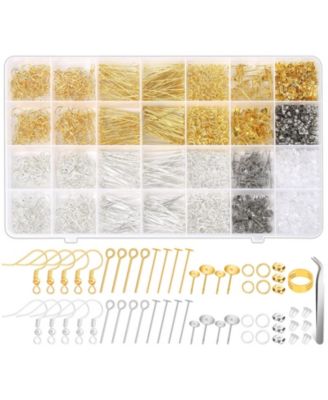2000Pcs Earring Making Kit Hooks Findings Posts Backs Pins Jump Rings