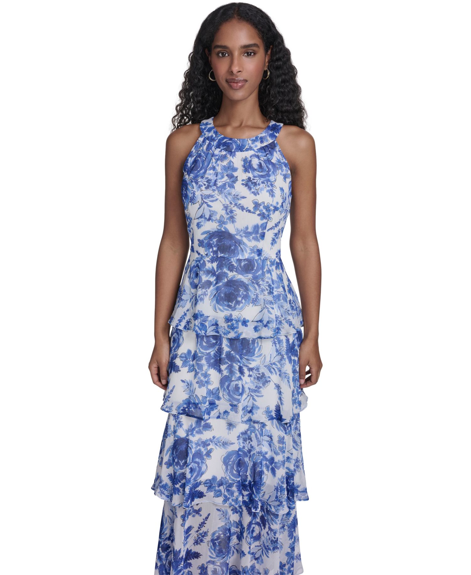 Women's Halter Neck Tiered Maxi Dress