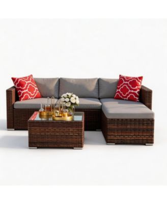 5-Piece Patio Conversation Set with Glass Storage Table