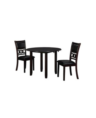 Gia 3-Piece 42" Wood Drop Leaf Dining Set, Ebony