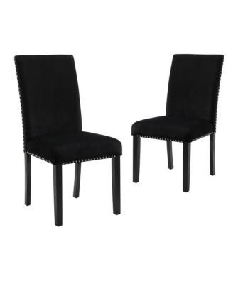 Velvet and Wood Dining Chair (Set of 2)