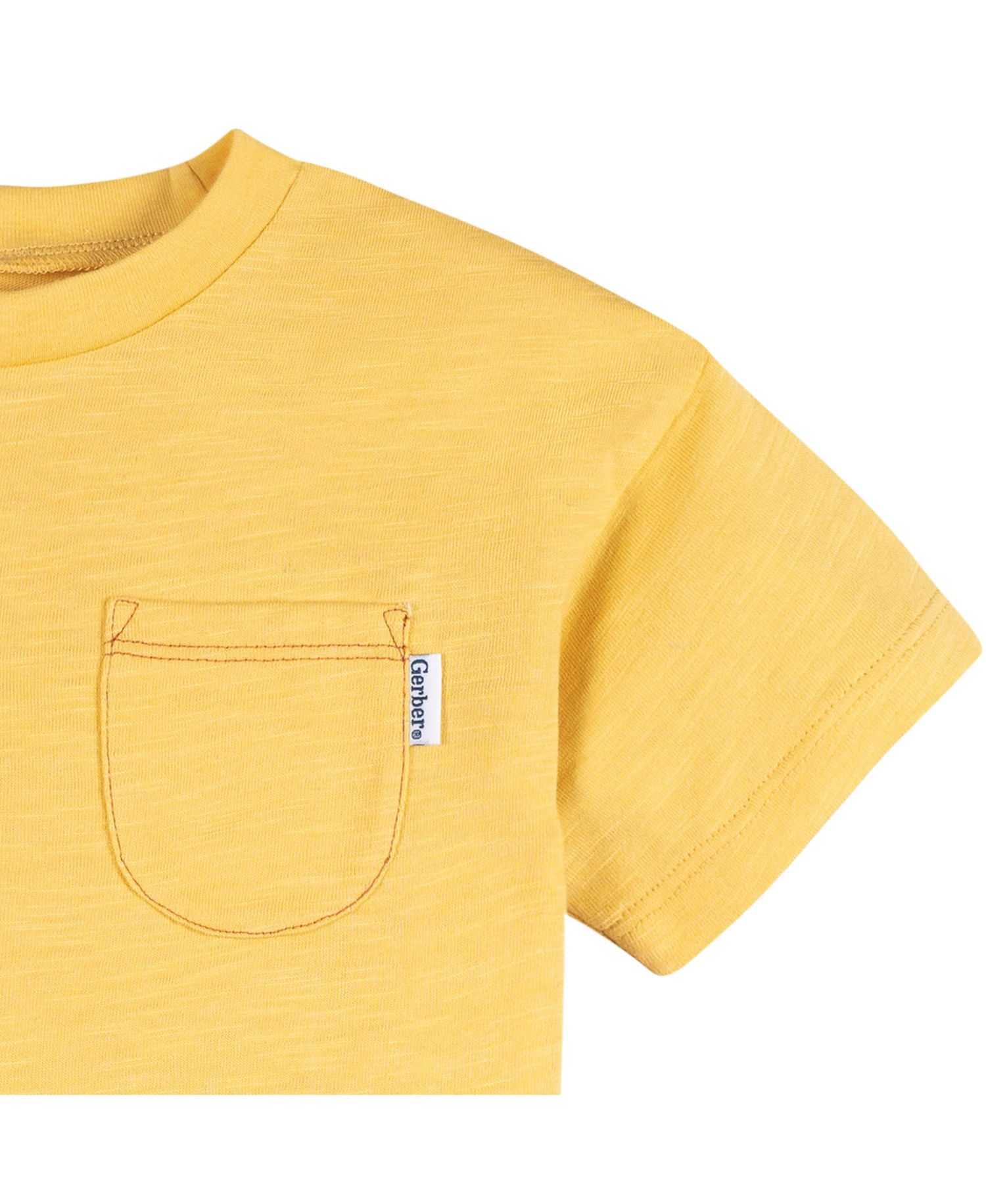 Baby Boys 3-Piece T-Shirts and Shorts, Awesome Yellow, 18 Months
