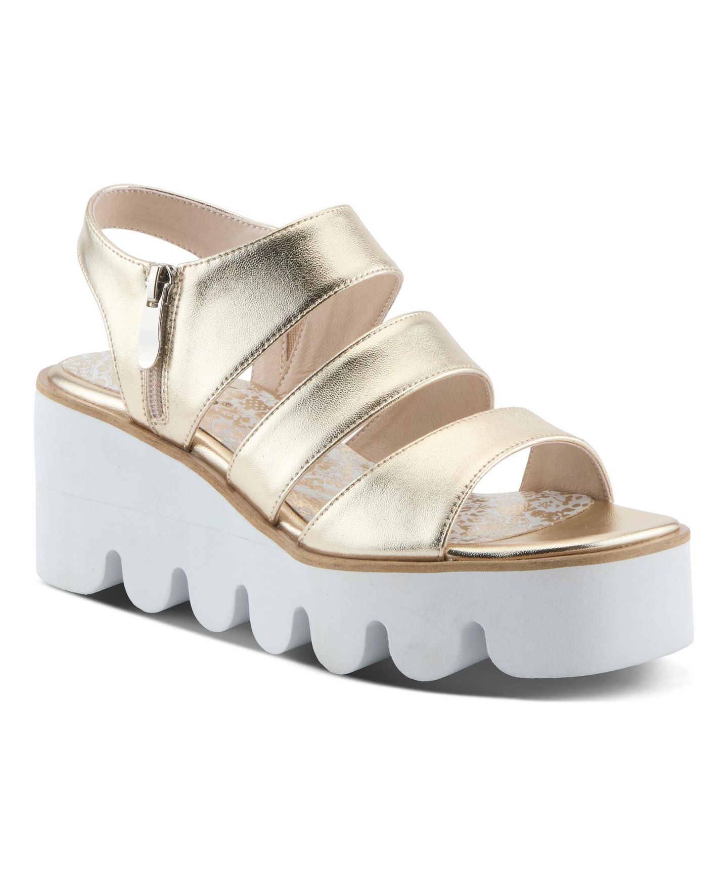 Женские сандалии Azura Corrigate Platform Wedge with Soft Padded Lining, цвет: Золотой — фото 1
