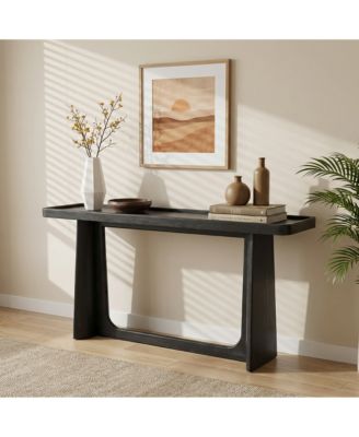 Farmhouse Console Table Tray Top Solid Wood Frame For Entryway Living Room Sofa Back